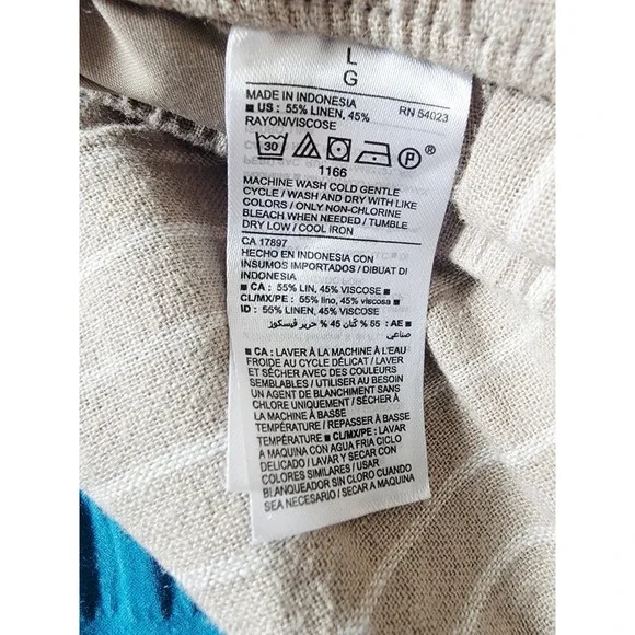 Old Navy L Womens Tan White Striped Linen Blend Pull On Shorts Mid Rise NWT - Picture 11 of 11